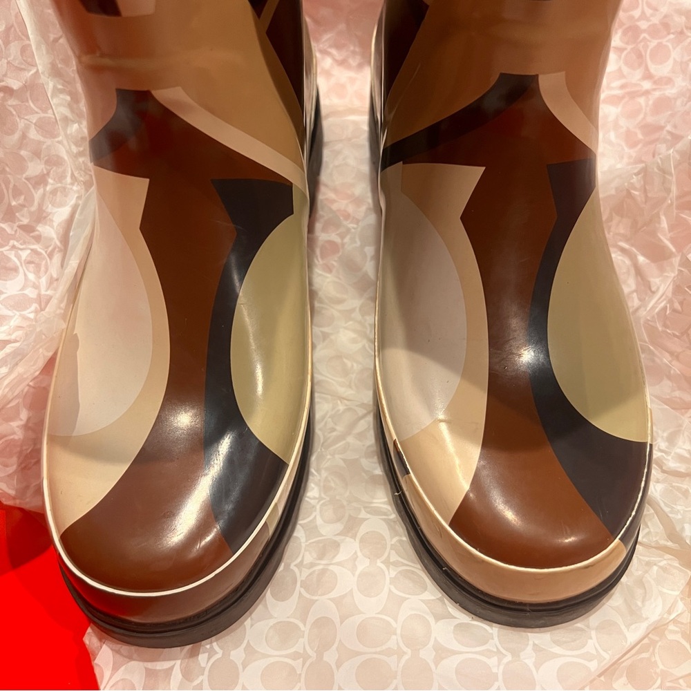COACH PAISLEY SCARF PRINT RAIN BOOTS - Picture 6 of 13